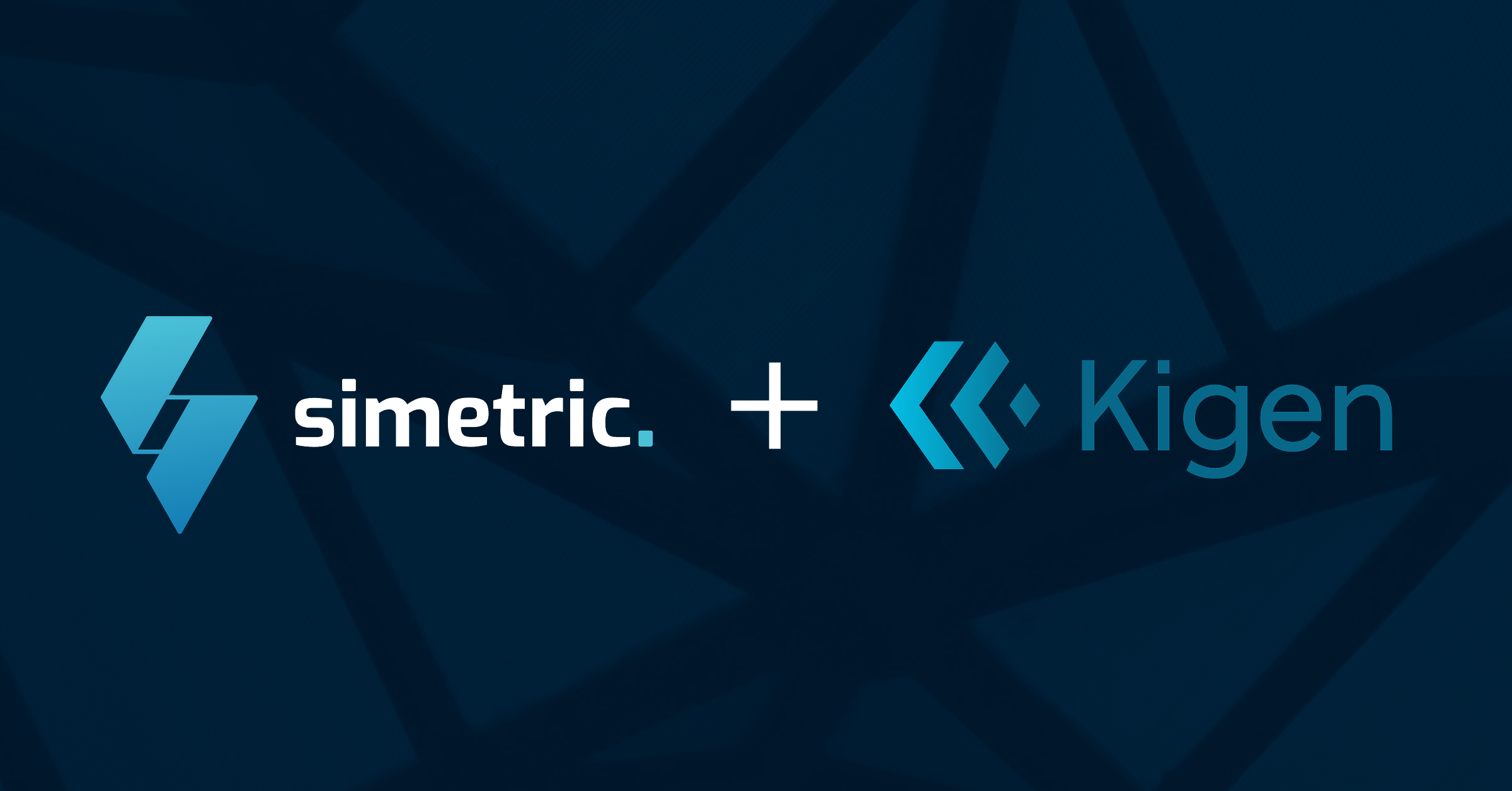 Simetric and Kigen logos on a black background